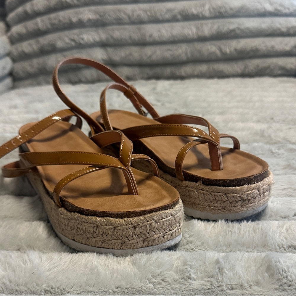 Brown Strappy Platform Sandals